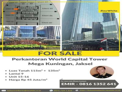 Dijual: 2 unit ruang kantor di World Capital Tower, Mega Kuningan
