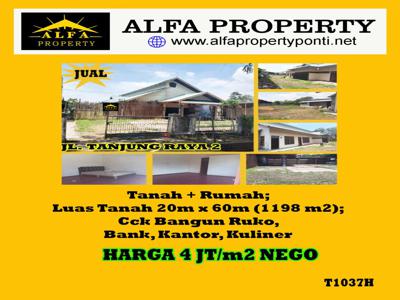 Dijual Tanah Tanjung Raya 2 Luas 20x60 meter plus Rumah Pontianak Kota