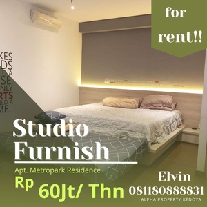 Apartemen 2 Kamar Dijadikan Studio (53M) Furnish, Kedoya