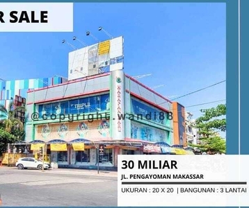 Dijual Ruang Usaha Bangunan 3 Lantai Jl.Pengayoman Makassar