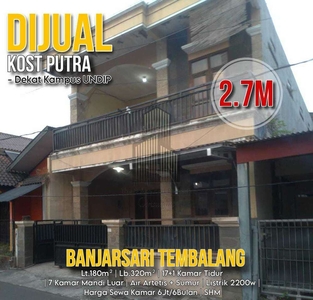 Dijual RUMAH KOS PUTRA 17KT lokasi di Banjarsari dkt UNDIP Tembalang