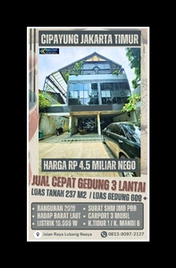 Jual Cepat Gedung/ruko 3 lantai Cipayung Jakarta Timur