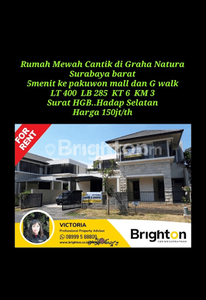 Rumah Mewah Cantik di Graha Natura Surabaya barat 5menit ke pakuwon mall dan G walk