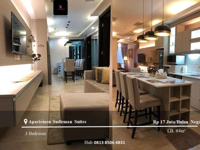 Sewa Apartemen Sudirman Suites Low Floor 3BR Full Furnished View City