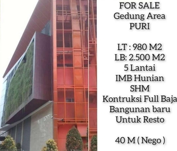 Dijual Gedung Bangunan Baru Kawasan Strategis Puri Jakarta Barat