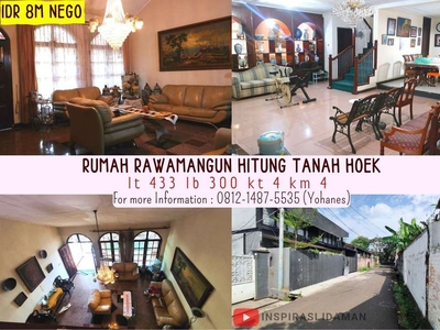 JUAL CEPAT Rumah Rawamangun Hitung Tanah Lt 433m² Hoek