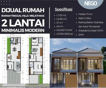 Dijual Rumah minimalis Modern Melati Mas