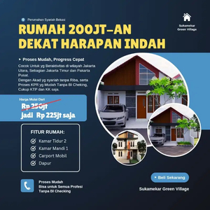 Dijual Rumah Syariah dekat Kota Harapan indah Kabupaten Bekasi