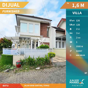 Dijual Rumah Villa Fully Furnished Minimalis 2 Lantai di Batu, Malang