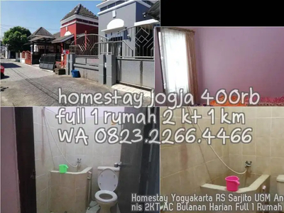 Homestay Yogyakarta RS Sarjito UGM Anggaj Furnis 2KT AC Bulanan Harian