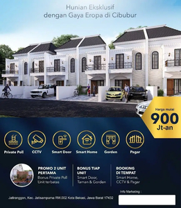 Rumah Cluster Design Eropa Unit Indent Bisa Custom - FREE Kolam Renang