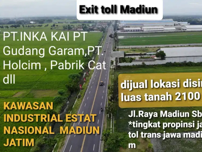 Tanah Strategis Exit Toll Madiun di Kawasan Indutrial Estat Madiun