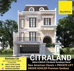 Dijual Rumah Citraland Surabaya New American Style Private Lift Marmer