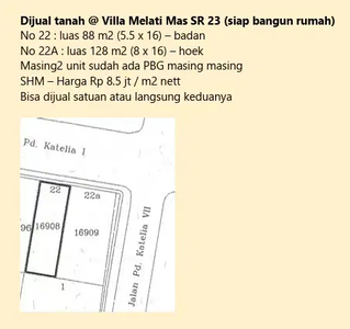 Dijual Kavling Hoek Di Villa Melati Mas