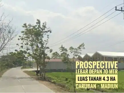 DIJUAL Lahan LD 70 mtr, area Industri Caruban MADIUN, Lok Berkelas