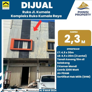 DIJUAL Ruko Lokasi Tengah Kota dalam Kompleks Ruko di Jalan Kumala