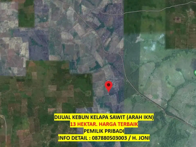 DIJUAL. Tanah Kebun Kelapa Sawit 13Ha Kalimantan (ARAH IKN)