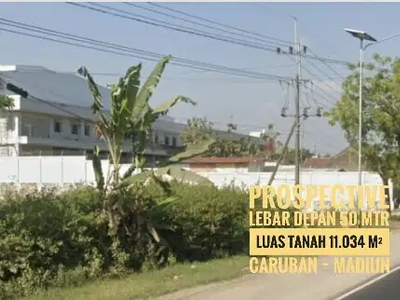 DIJUAL Tanah LD 50 mtr, NOL Jl Raya Propinsi-Caruban MADIUN, Apik