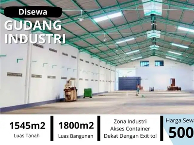 Disewakan Gudang Industri 1545m2 Berlimbah di Sukoharjo