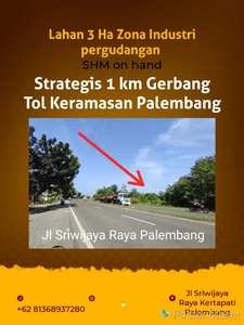Jual Tanah SHM 3 ha strategis 1 km ke Gerbang Tol Keramasan Palembang