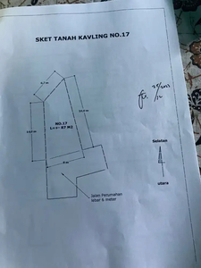 Jual tanah tanpa perantara 87m2 +-7km dari UNILA Mall Bumi Kedaton