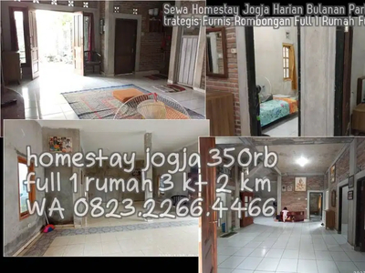 Sewa Homestay Jogja Harian Bulanan Park 2KT Strategis Furnis Rombongan