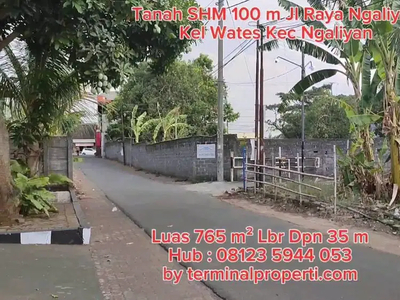 Tanah Bagus Utk Kost2an 765 m2 100 m dr Jl Raya Ngaliyan Kel Wates