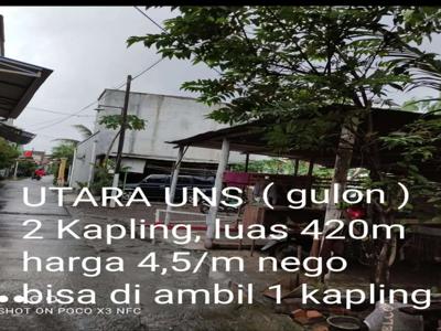 Jual tanah belakang UNS solo luas 420mtr harga 4,5jt/mtr nego