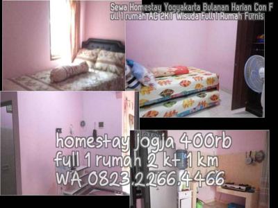 Sewa Homestay Yogyakarta Bulanan Harian Con Full 1 rumah AC 2KT Wisuda