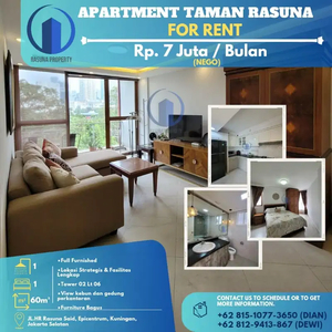 Apartment Taman Rasuna, For Rent, 1 Br, Full Furnished, Bagus
