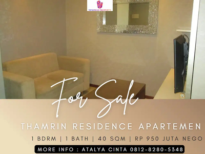 Dijual Apartement Thamrin Residence High Floor 1BR Full Furnished