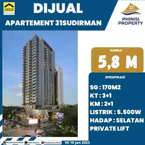 DIJUAL APARTMENT PRIVATE LIFT DI 31 SUDIRMAN SUITES MAKASSAR