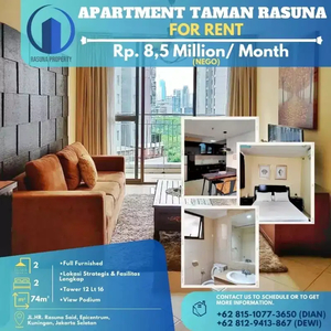 Disewakan, Apartment Taman Rasuna, 2 Kt, Full Furnished, Siap Huni