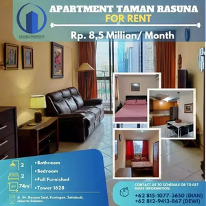 Disewakan, Apartment Taman Rasuna, 2 Kt, Full Furnished, Siap Huni