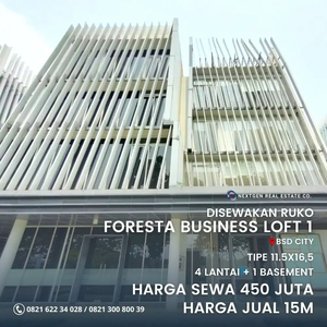 Disewakan Ruko FBL Foresta Business Loft 1 BSD City 5 Lantai
