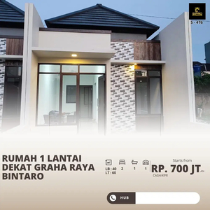 Rumah 1 Lantai Siap Huni Dekat Graha Raya Bintaro