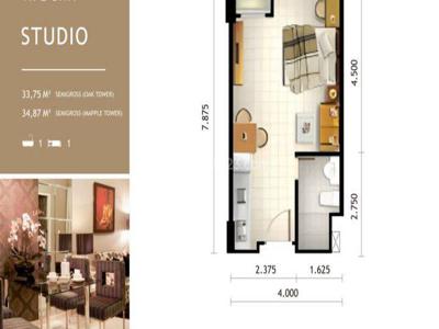 Apartment Studio Unfurnished Siap Huni di Silkwood Alam Sutera