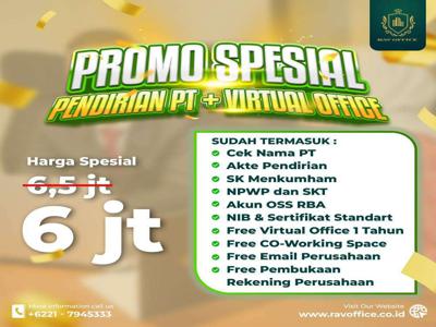 SPESIAL PROMO! PENDIRIAN PT/CV/YAYASAN FREE VO 1TH