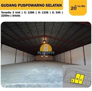 di sewakan gudang di puspowarno selatan