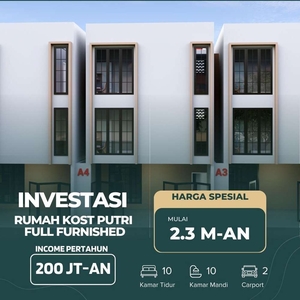 Dijual Unit Kostan Putri 10-kamar furnished 1 km dari Kampus UI Depok