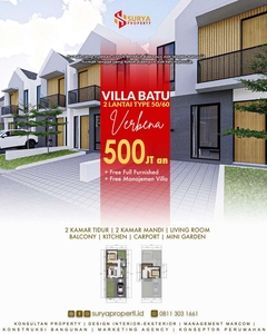 DIJUAL VILLA CANTIK DEPAN WISATA BNS DI BATU MALANG