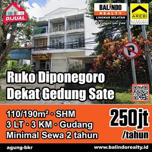 Disewakan Ruko strategis di Diponegoro dekat Gedung Sate