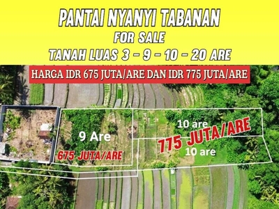 JUAL TANAH DI NYANYI TABANAN LOS SUNGAI DAN VIEW SAWAH