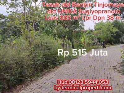 Murah, Tanah 885 m2 LD 38 m Jl Raya Lamongan Dkt Bonbin Tinjomoyo