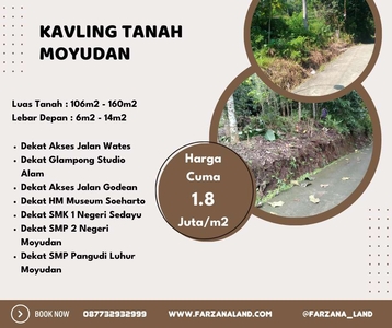 READY 11 KAVLING TANAH LOKASI MOYUDAN, HARGA CUMA 1.8 JUTA/m2