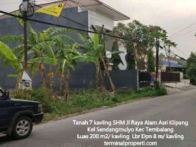 Tanah sdh pecah SHM 200-1400 m2 Jl Raya Alam Permai Klipang Sendangm