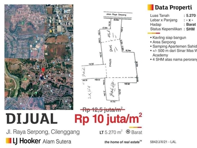 Turun harga gress Dijual Cepat Kavling Komersial Tepi Jalan BSD