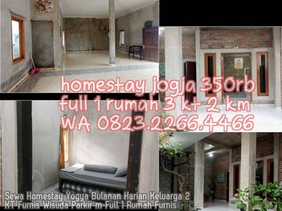 Sewa Homestay Yogya Bulanan Harian Keluarga 2KT Furnis Wisuda Parkir m