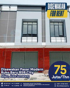 Disewakan Ruko/Tempat Usaha Pasar Modern Pasmod BSBCity Mijen Semarang