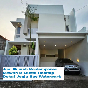 Jual Rumah Kontemporer Mewah 2 Lantai Rooftop Dekat JogjaBay Waterpark